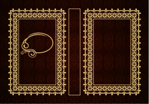 وکتور کادر و حاشیه خطی با خطوط دایره ای طلایی